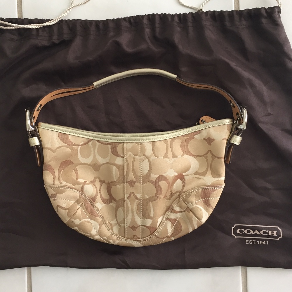 Coach Signature Gold Leather Handbag